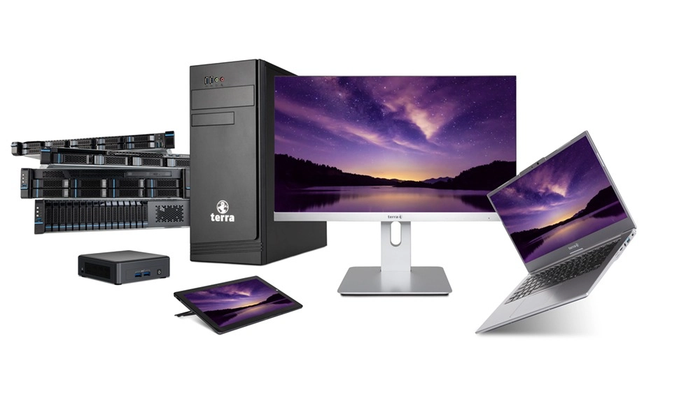 Gamme de matériel informatique TERRA : serveurs rack, PC fixe, écran, ordinateur portable, mini-PC et tablette